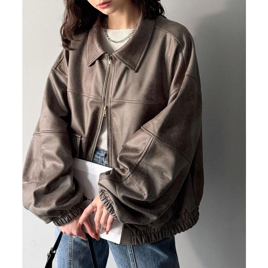 《java ジャバコラボ》 トップス アウター レディース ヴィンテージ スウェード 風 ダブル ジップ メンズ ライク ブルゾン 大きいサイズ 秋 冬 2025aw | classicalelf | 13