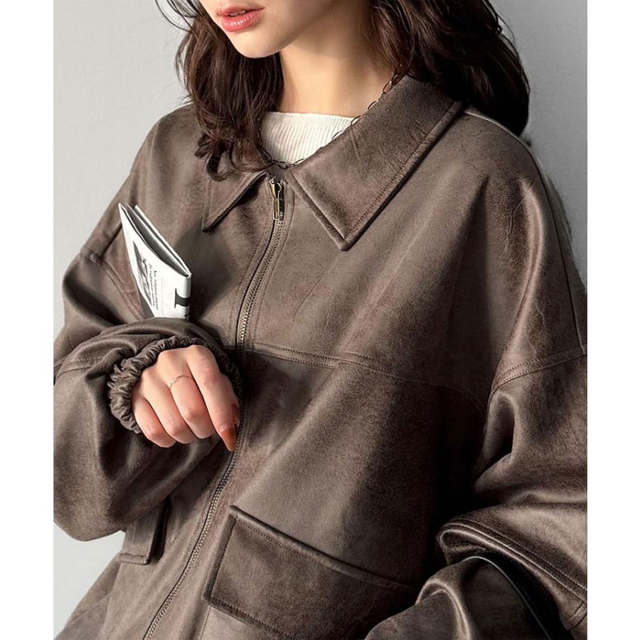 《java ジャバコラボ》 トップス アウター レディース ヴィンテージ スウェード 風 ダブル ジップ メンズ ライク ブルゾン 大きいサイズ 秋 冬 2025aw | classicalelf | 15