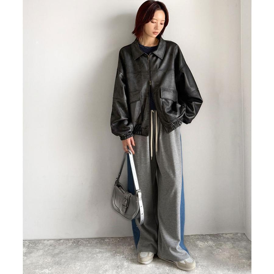 《java ジャバコラボ》 トップス アウター レディース ヴィンテージ スウェード 風 ダブル ジップ メンズ ライク ブルゾン 大きいサイズ 秋 冬 2025aw | classicalelf | 04