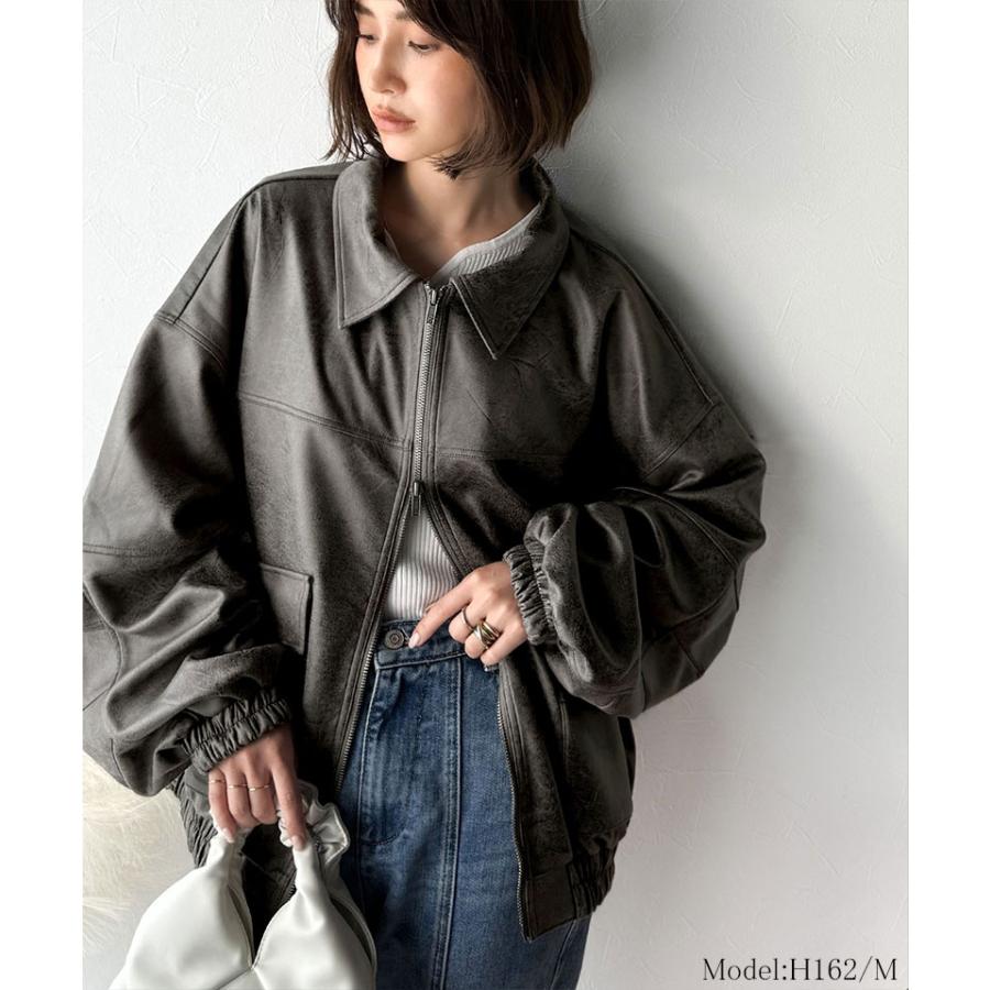 《java ジャバコラボ》 トップス アウター レディース ヴィンテージ スウェード 風 ダブル ジップ メンズ ライク ブルゾン 大きいサイズ 秋 冬 2025aw | classicalelf | 07