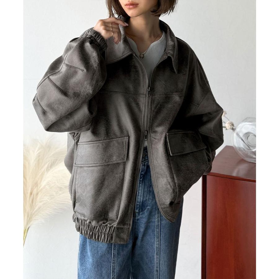 《java ジャバコラボ》 トップス アウター レディース ヴィンテージ スウェード 風 ダブル ジップ メンズ ライク ブルゾン 大きいサイズ 秋 冬 2025aw | classicalelf | 08