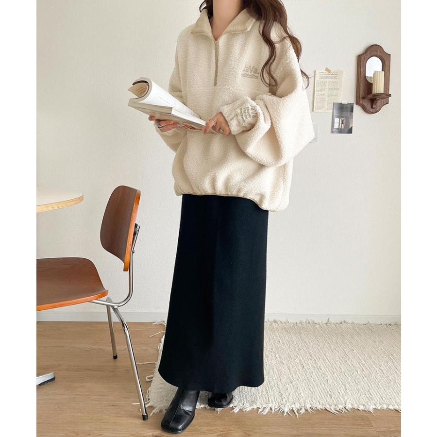 《java ジャバコラボ》スウェット レディース トップス アノラック ハーフジップ プルオーバー ボア素材 刺繍 トレンド あったか バイカラー配色 男女兼用可 | classicalelf | 06