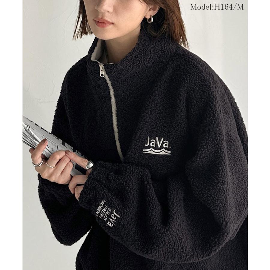 《java ジャバコラボ》スウェット レディース トップス アノラック ハーフジップ プルオーバー ボア素材 刺繍 トレンド あったか バイカラー配色 男女兼用可 | classicalelf | 07