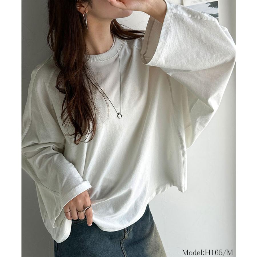 《JaVaジャバコラボ》トップス Tシャツ レディース 綿 100％ ドルマン スリーブ カット ロンTee 長袖 大きいサイズ 秋 冬 2025aw | classicalelf | 02