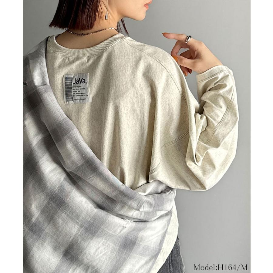 《JaVaジャバコラボ》トップス Tシャツ レディース 綿 100％ ドルマン スリーブ カット ロンTee 長袖 大きいサイズ 秋 冬 2025aw | classicalelf | 08