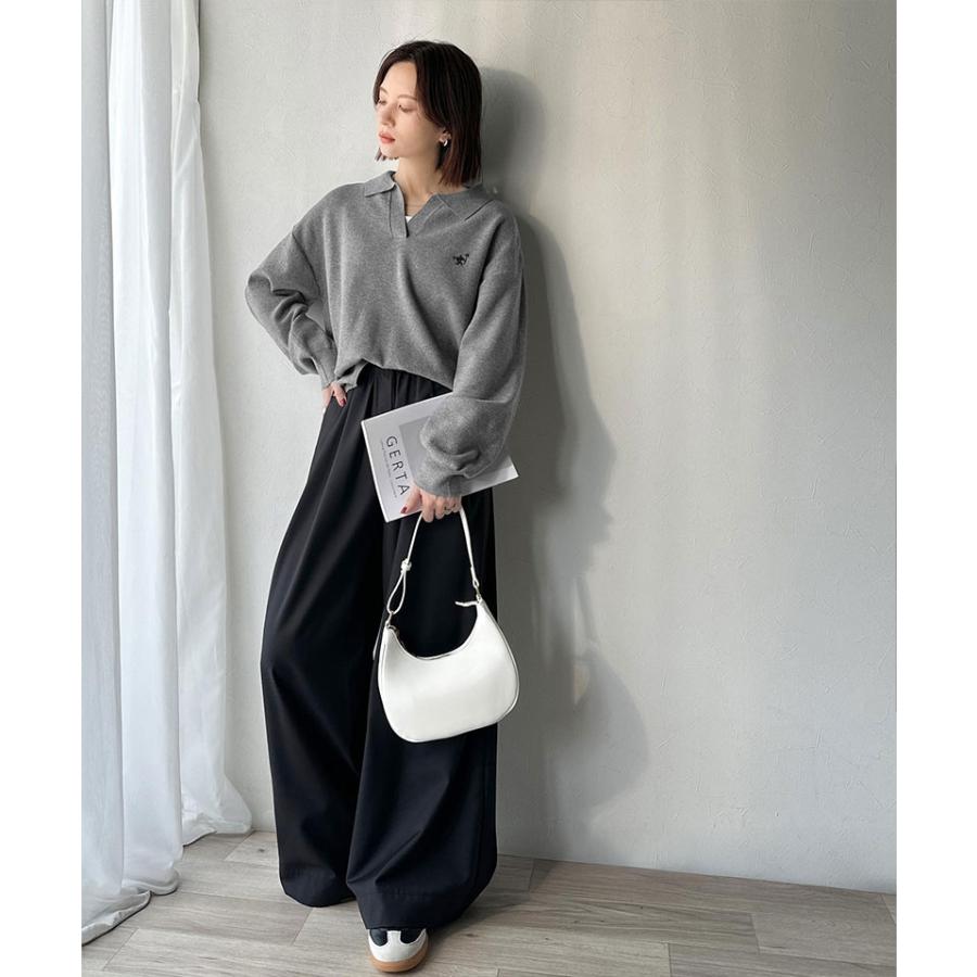 《java ジャバコラボ》 ニット レディース 長袖 トップス 胸 刺繍 ハーフ ミラノ スキッパーニット 太め ボーダー デイリー 着回し 大きいサイズ | classicalelf | 09