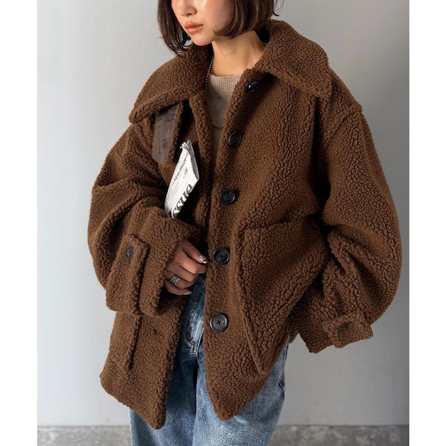 《java ジャバコラボ》ブルゾン レディース 大きいサイズ アウター ボア ショートブルゾン 大きめポケット ゆったりシルエット 保温性 実用性 | classicalelf | 13