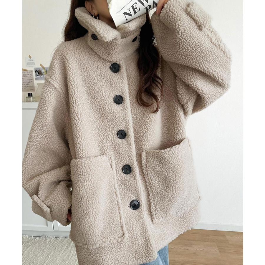 《java ジャバコラボ》ブルゾン レディース 大きいサイズ アウター ボア ショートブルゾン 大きめポケット ゆったりシルエット 保温性 実用性 | classicalelf | 03