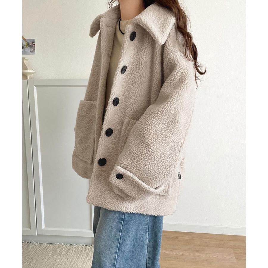 《java ジャバコラボ》ブルゾン レディース 大きいサイズ アウター ボア ショートブルゾン 大きめポケット ゆったりシルエット 保温性 実用性 | classicalelf | 04