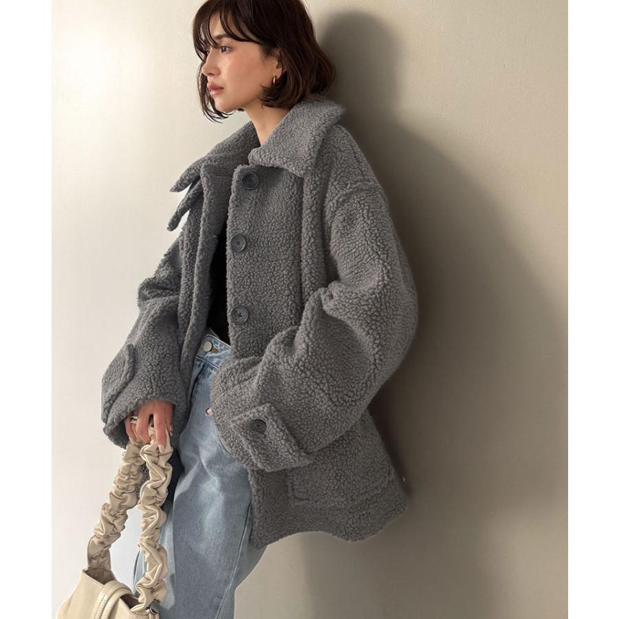 《java ジャバコラボ》ブルゾン レディース 大きいサイズ アウター ボア ショートブルゾン 大きめポケット ゆったりシルエット 保温性 実用性 | classicalelf | 08