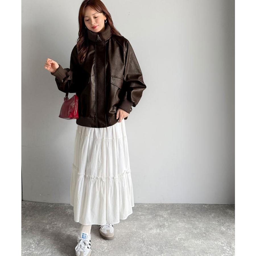 《java ジャバコラボ》レザージャケットレディース アウター レイヤード衿 比翼デザイン ヴィンテージ調 カジュアル 高級感 フェイクレザー | classicalelf | 15