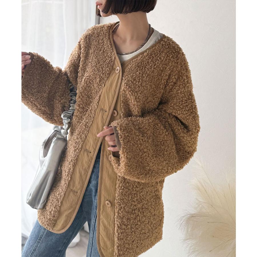 《java ジャバコラボ》 アウター ジャケット レディース ゆるっと オーバーサイズ 異素材 切り替え 配色 ボア ブルゾン 大きいサイズ 秋 冬 2025aw | classicalelf | 12