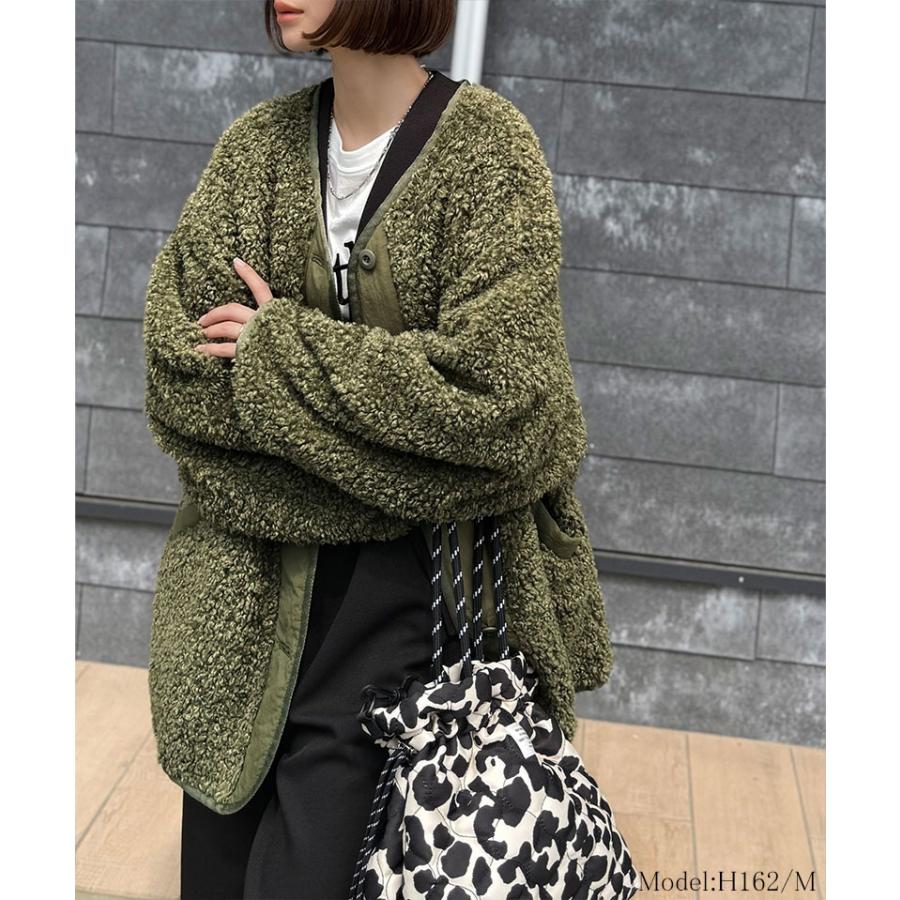 《java ジャバコラボ》 アウター ジャケット レディース ゆるっと オーバーサイズ 異素材 切り替え 配色 ボア ブルゾン 大きいサイズ 秋 冬 2025aw | classicalelf | 13