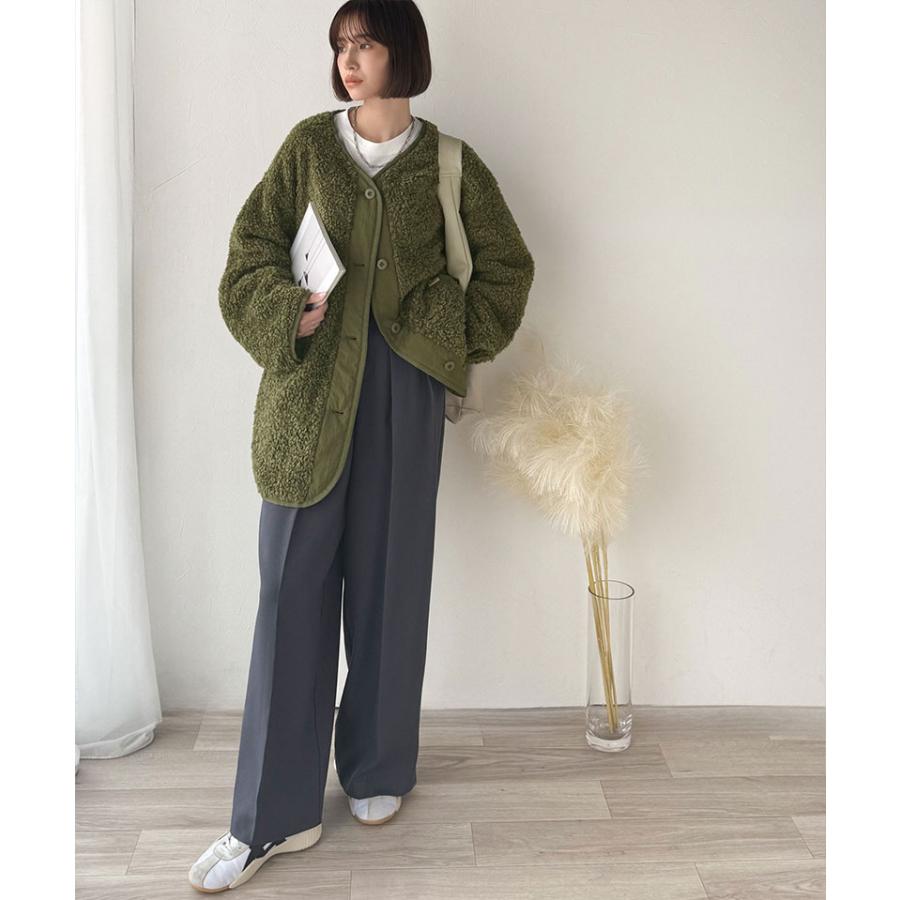 《java ジャバコラボ》 アウター ジャケット レディース ゆるっと オーバーサイズ 異素材 切り替え 配色 ボア ブルゾン 大きいサイズ 秋 冬 2025aw | classicalelf | 15