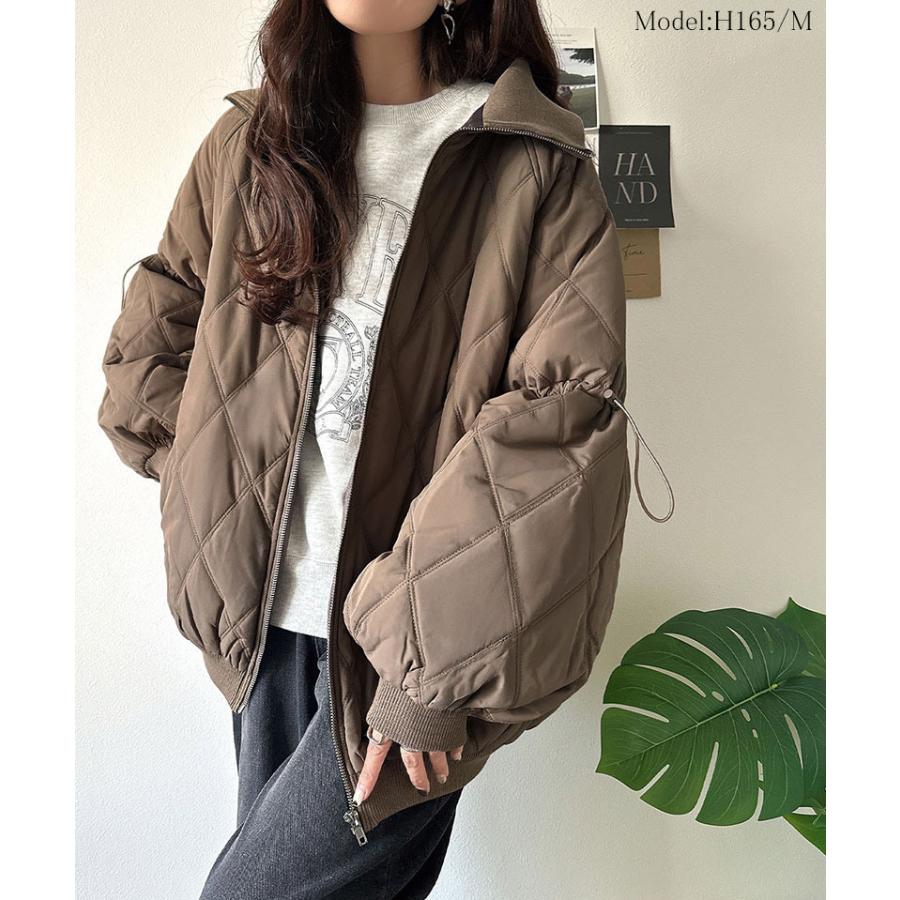 《java ジャバコラボ》ジャケット レディース 秋 アウター ダブルキルティング 袖ドロスト 中綿ジャケット カジュアル きれいめ 暖かい かわいい | classicalelf | 12