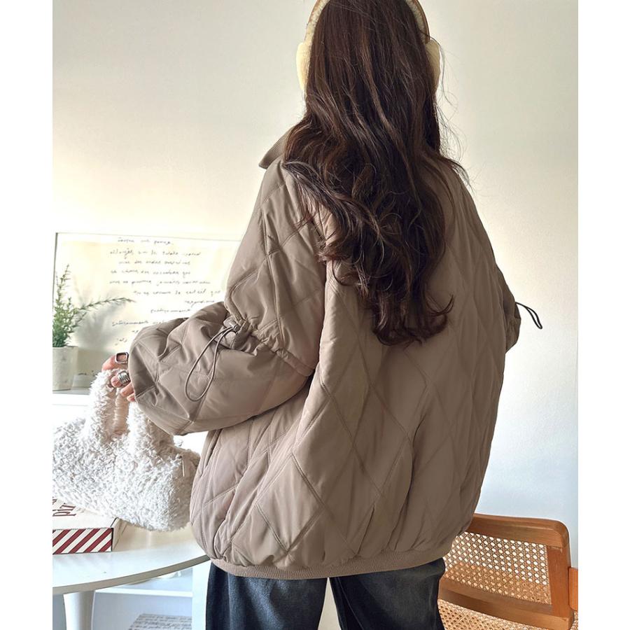《java ジャバコラボ》ジャケット レディース 秋 アウター ダブルキルティング 袖ドロスト 中綿ジャケット カジュアル きれいめ 暖かい かわいい | classicalelf | 13