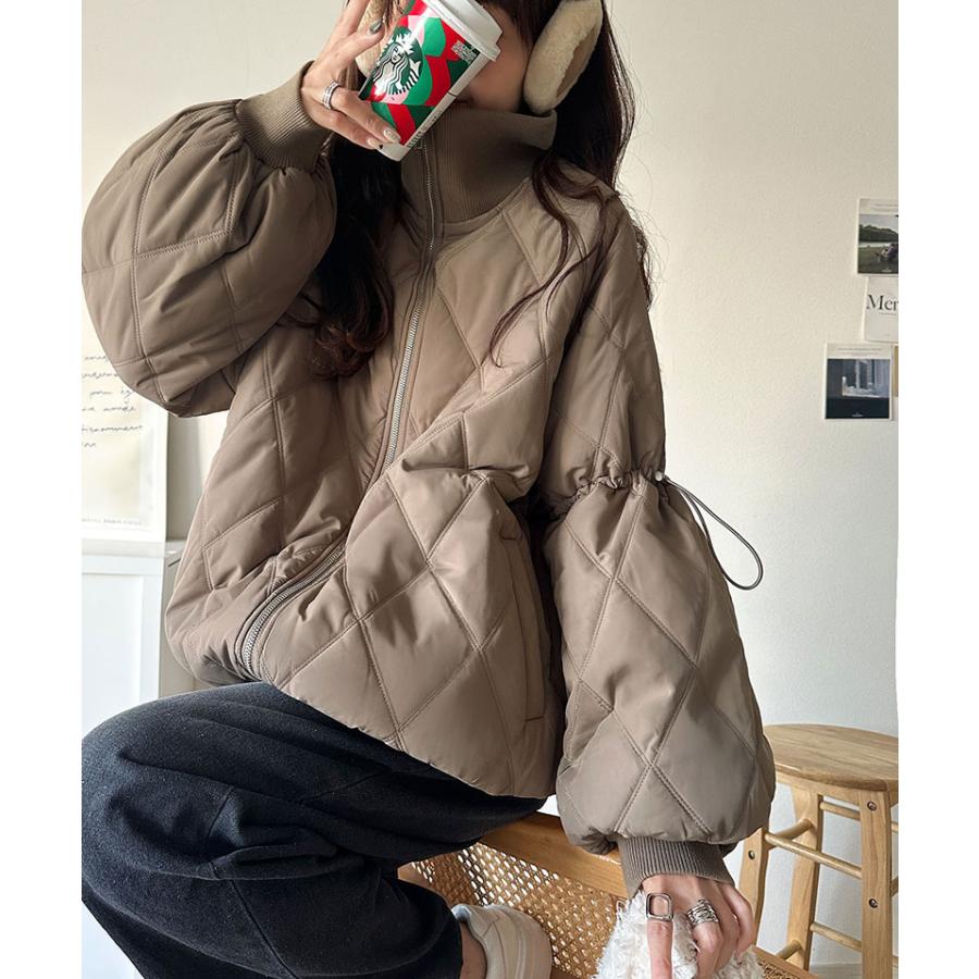 《java ジャバコラボ》ジャケット レディース 秋 アウター ダブルキルティング 袖ドロスト 中綿ジャケット カジュアル きれいめ 暖かい かわいい | classicalelf | 14
