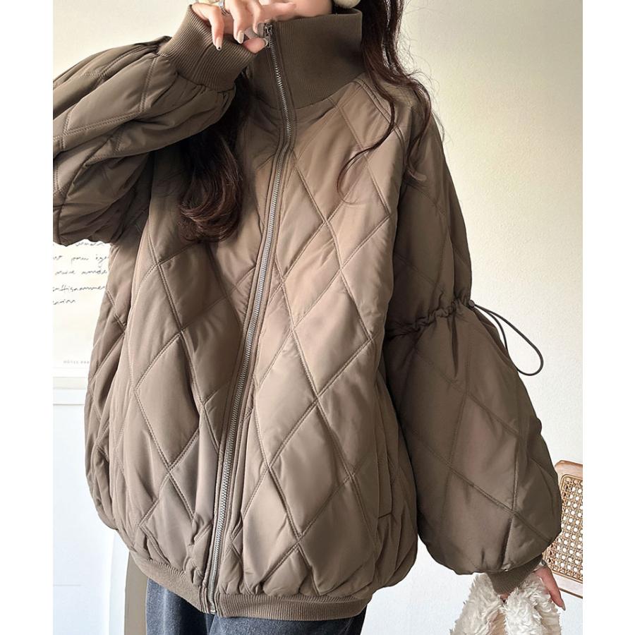 《java ジャバコラボ》ジャケット レディース 秋 アウター ダブルキルティング 袖ドロスト 中綿ジャケット カジュアル きれいめ 暖かい かわいい | classicalelf | 15