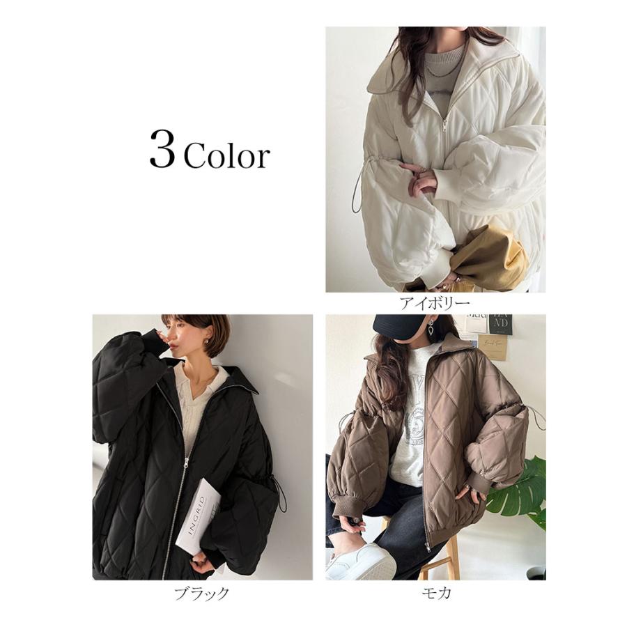 《java ジャバコラボ》ジャケット レディース 秋 アウター ダブルキルティング 袖ドロスト 中綿ジャケット カジュアル きれいめ 暖かい かわいい | classicalelf | 01