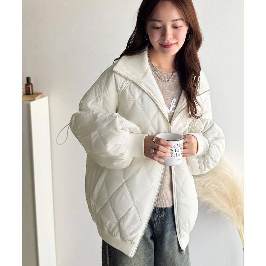 《java ジャバコラボ》ジャケット レディース 秋 アウター ダブルキルティング 袖ドロスト 中綿ジャケット カジュアル きれいめ 暖かい かわいい | classicalelf | 03