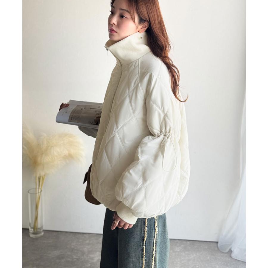 《java ジャバコラボ》ジャケット レディース 秋 アウター ダブルキルティング 袖ドロスト 中綿ジャケット カジュアル きれいめ 暖かい かわいい | classicalelf | 04