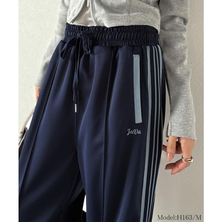 《java ジャバコラボ》ボトムス レディース 秋冬 パンツ 配色 サイド ライン ロゴ 刺繍 トラックパンツ ウエスト ゴム 仕様 男女兼用 ユニセックス | classicalelf | 12