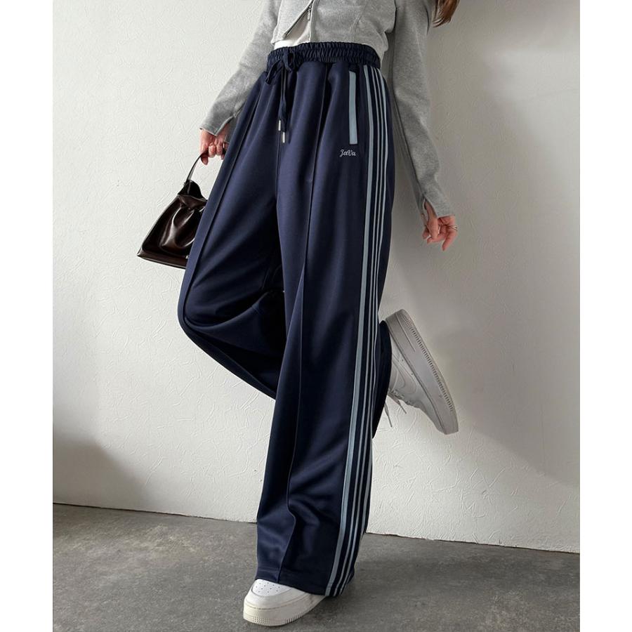 《java ジャバコラボ》ボトムス レディース 秋冬 パンツ 配色 サイド ライン ロゴ 刺繍 トラックパンツ ウエスト ゴム 仕様 男女兼用 ユニセックス | classicalelf | 13