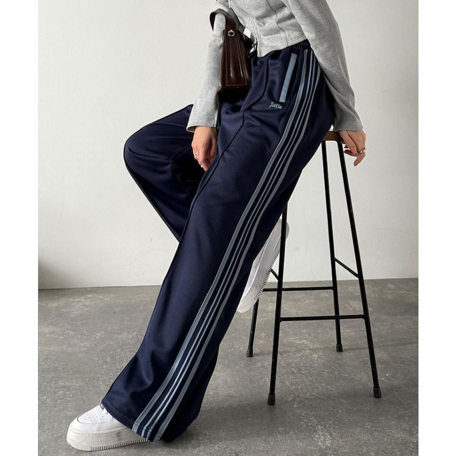 《java ジャバコラボ》ボトムス レディース 秋冬 パンツ 配色 サイド ライン ロゴ 刺繍 トラックパンツ ウエスト ゴム 仕様 男女兼用 ユニセックス | classicalelf | 14