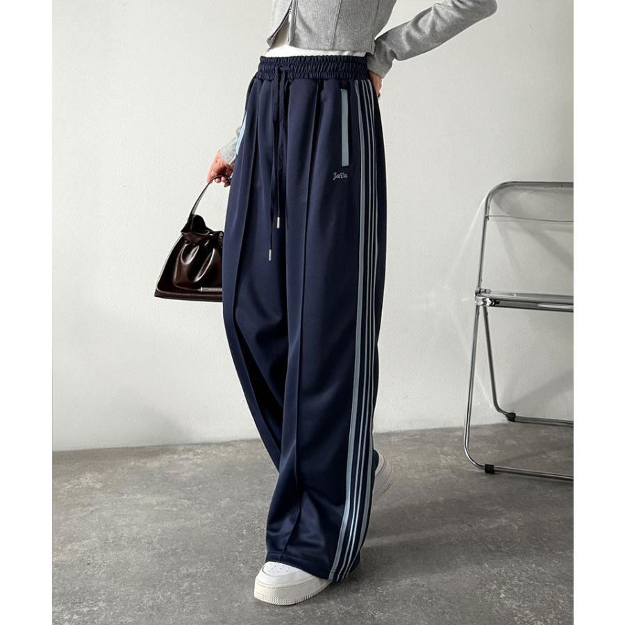 《java ジャバコラボ》ボトムス レディース 秋冬 パンツ 配色 サイド ライン ロゴ 刺繍 トラックパンツ ウエスト ゴム 仕様 男女兼用 ユニセックス | classicalelf | 15
