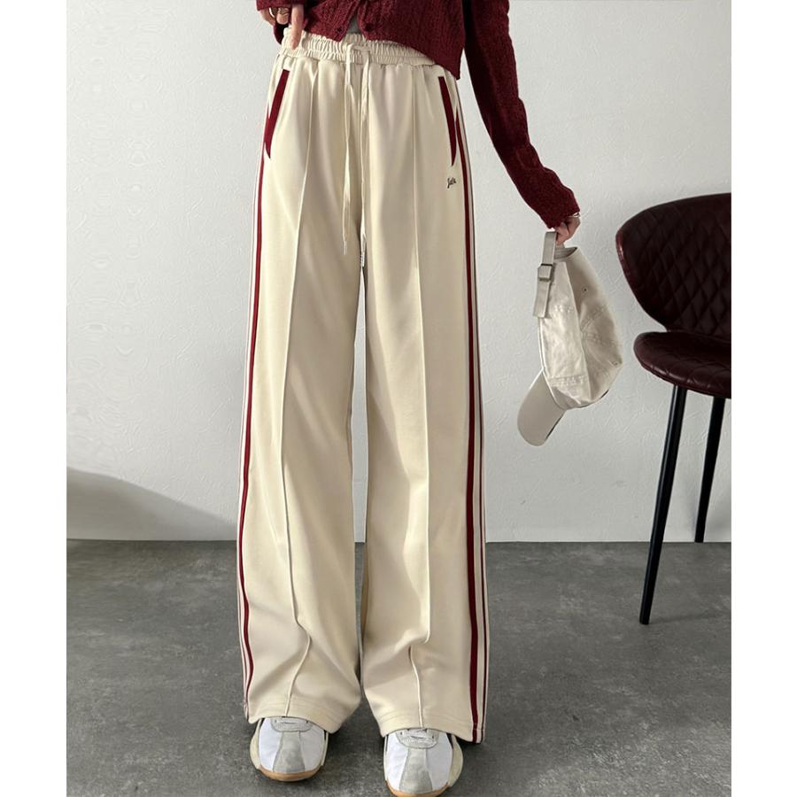 《java ジャバコラボ》ボトムス レディース 秋冬 パンツ 配色 サイド ライン ロゴ 刺繍 トラックパンツ ウエスト ゴム 仕様 男女兼用 ユニセックス | classicalelf | 04