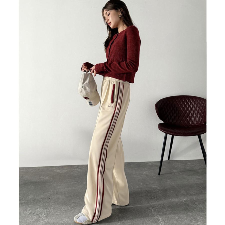 《java ジャバコラボ》ボトムス レディース 秋冬 パンツ 配色 サイド ライン ロゴ 刺繍 トラックパンツ ウエスト ゴム 仕様 男女兼用 ユニセックス | classicalelf | 06