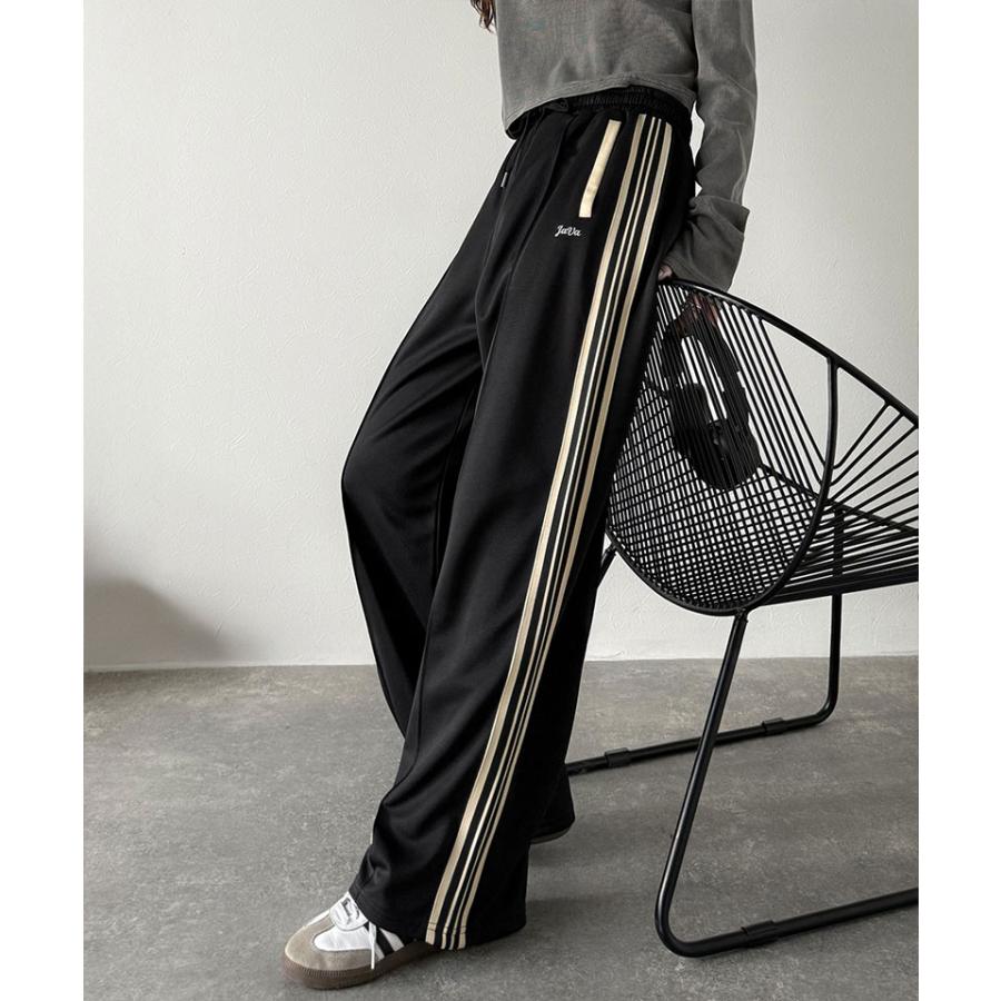《java ジャバコラボ》ボトムス レディース 秋冬 パンツ 配色 サイド ライン ロゴ 刺繍 トラックパンツ ウエスト ゴム 仕様 男女兼用 ユニセックス | classicalelf | 08