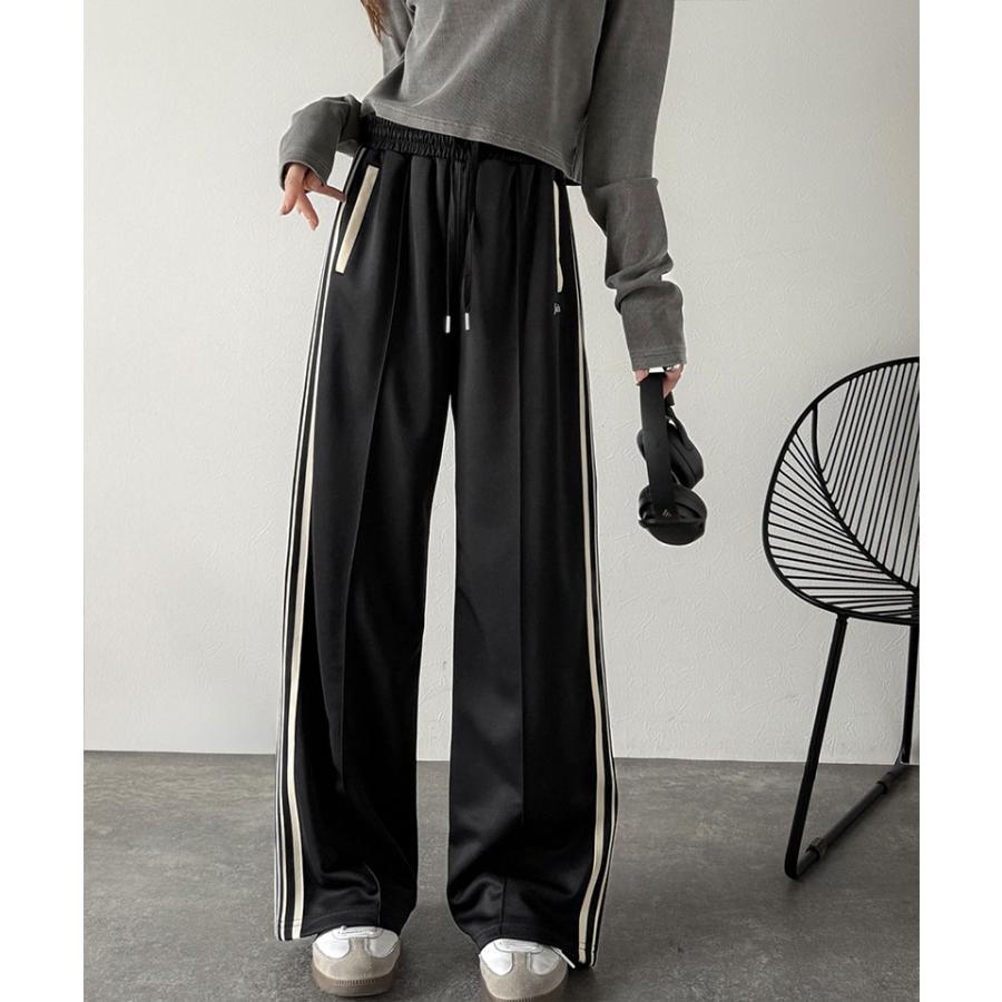 《java ジャバコラボ》ボトムス レディース 秋冬 パンツ 配色 サイド ライン ロゴ 刺繍 トラックパンツ ウエスト ゴム 仕様 男女兼用 ユニセックス | classicalelf | 09
