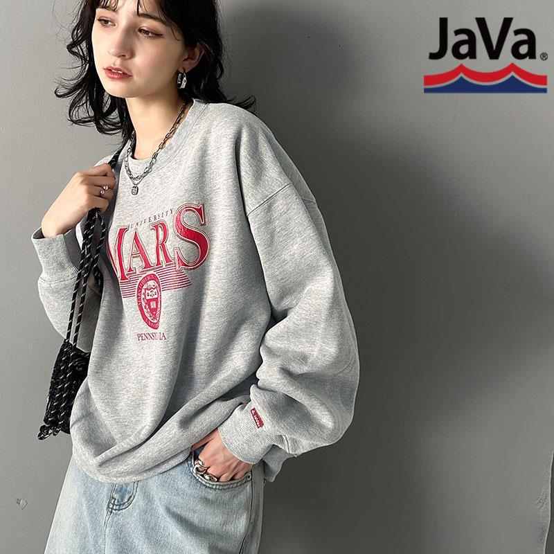 《javaジャバコラボ》 トップス スウェット レディース カレッジ ロゴ クラック プリント 裏起毛スウェット 男女兼用 ユニセックス メンズ ゆるっと | classicalelf | 18