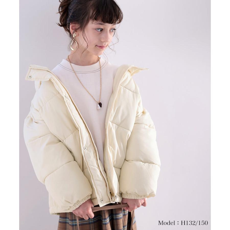 キッズ 子供服 女の子 男の子 アウター ジャケット 長袖 フェイクダウンジャケット ボリューム ショート丈 ブルゾン 裏地付き ボタン フード 首全体カ | classicalelf | 02