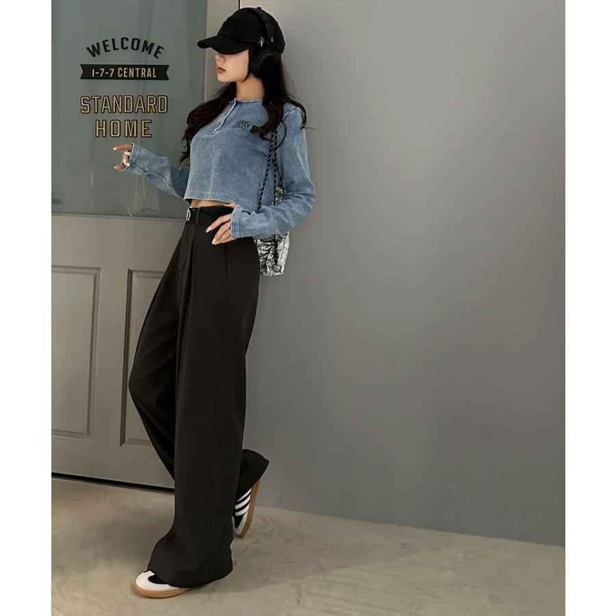 【mily bilet】 トップス リブカットソー レディース リブ ヘンリーネック ロゴ刺繍 ロンT ショート丈 短丈 サムホール ピグメント テレコリブ | classicalelf | 14