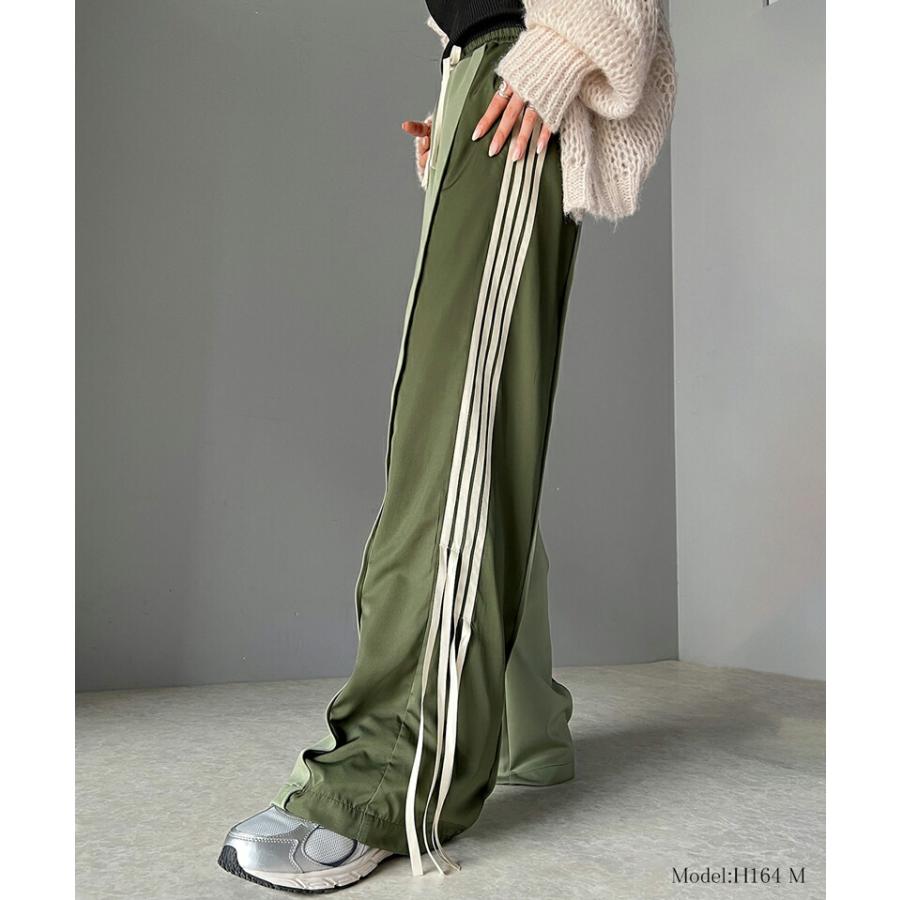 【mily bilet】 ボトムス パンツ レディース サイド リボン ２WAY 素材 切り替え ワイド トラックパンツ ウエスト ゴム 仕様 ゆるっと | classicalelf | 11