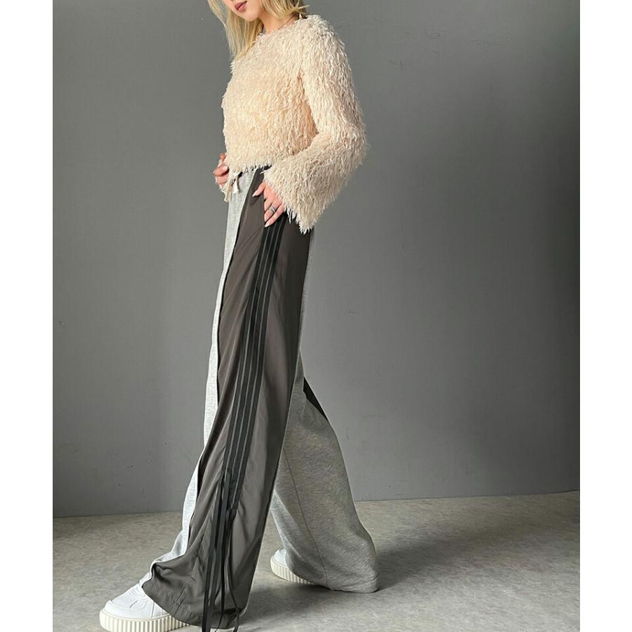 【mily bilet】 ボトムス パンツ レディース サイド リボン ２WAY 素材 切り替え ワイド トラックパンツ ウエスト ゴム 仕様 ゆるっと | classicalelf | 07