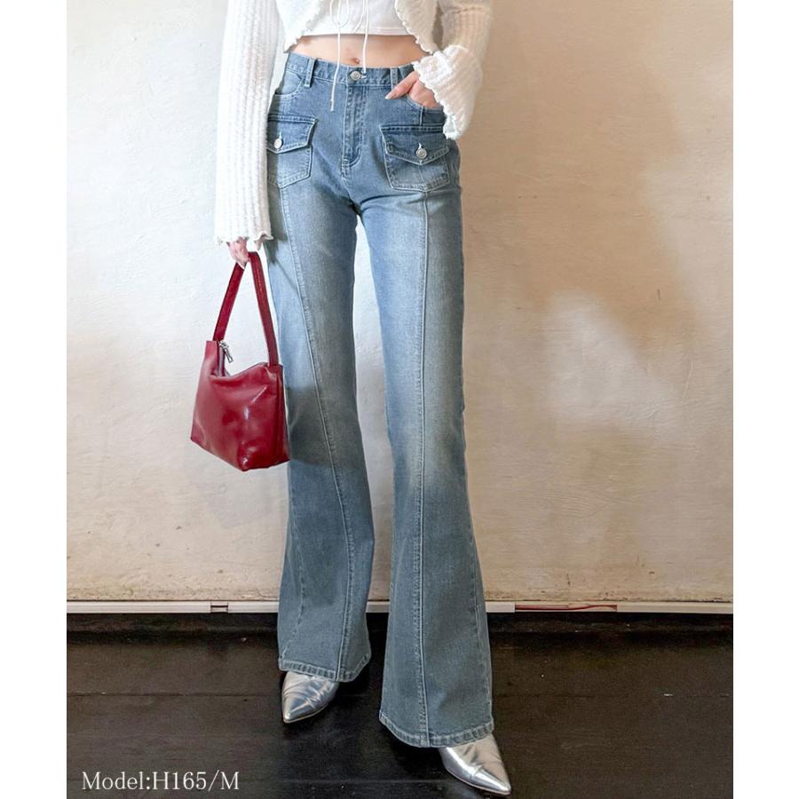 【mily bilet】ボトムス パンツ レディース デニム フレアデニム ストレッチ ポケット ヴィンテージ感 こなれ感 美 | classicalelf | 12