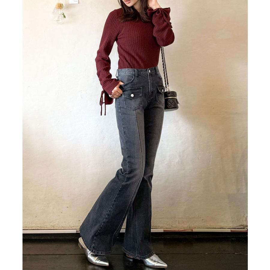 【mily bilet】ボトムス パンツ レディース デニム フレアデニム ストレッチ ポケット ヴィンテージ感 こなれ感 美 | classicalelf | 03