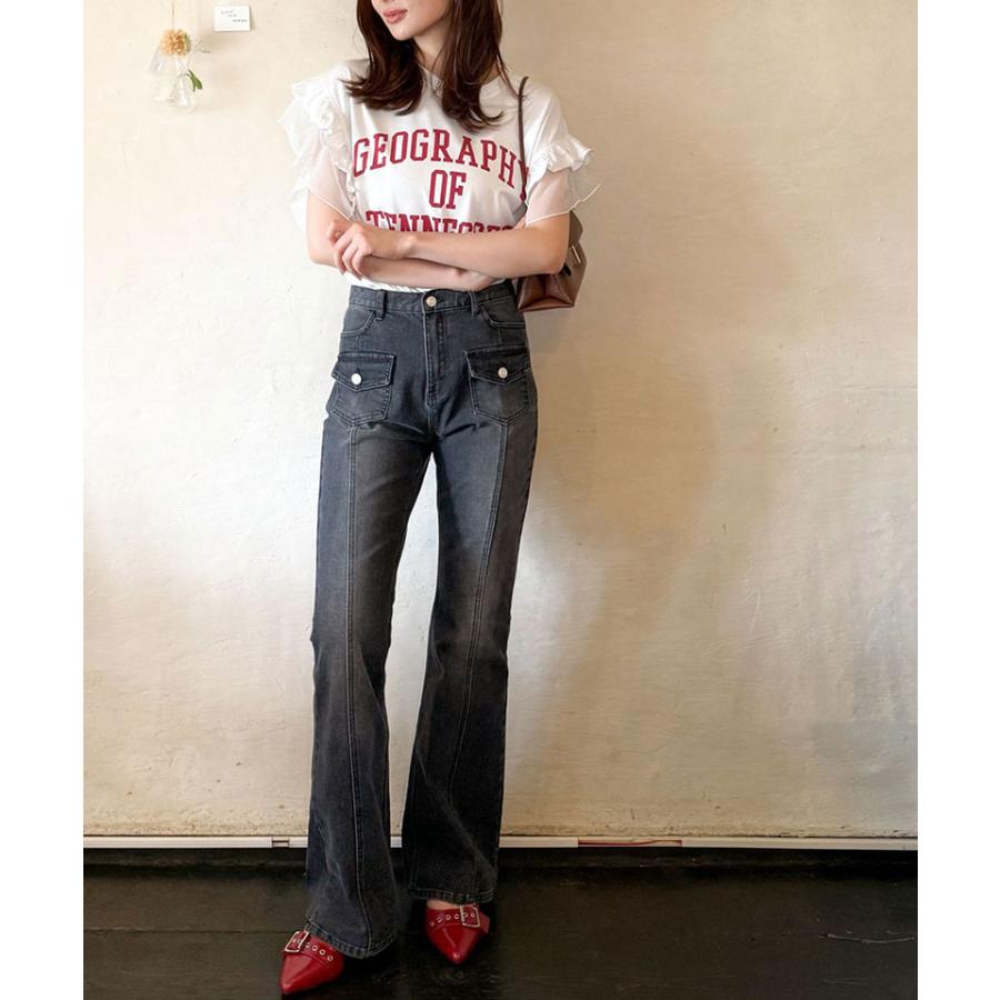 【mily bilet】ボトムス パンツ レディース デニム フレアデニム ストレッチ ポケット ヴィンテージ感 こなれ感 美 | classicalelf | 04