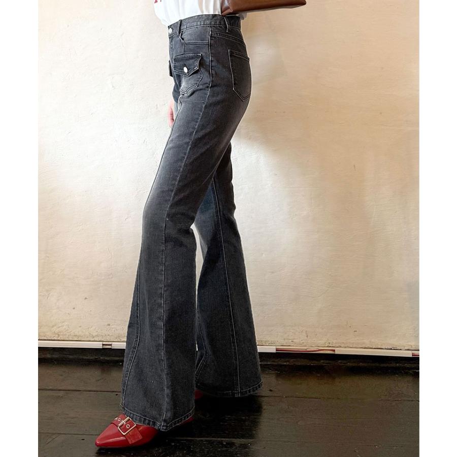 【mily bilet】ボトムス パンツ レディース デニム フレアデニム ストレッチ ポケット ヴィンテージ感 こなれ感 美 | classicalelf | 06