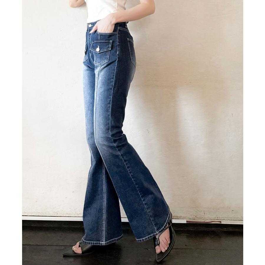 【mily bilet】ボトムス パンツ レディース デニム フレアデニム ストレッチ ポケット ヴィンテージ感 こなれ感 美 | classicalelf | 09
