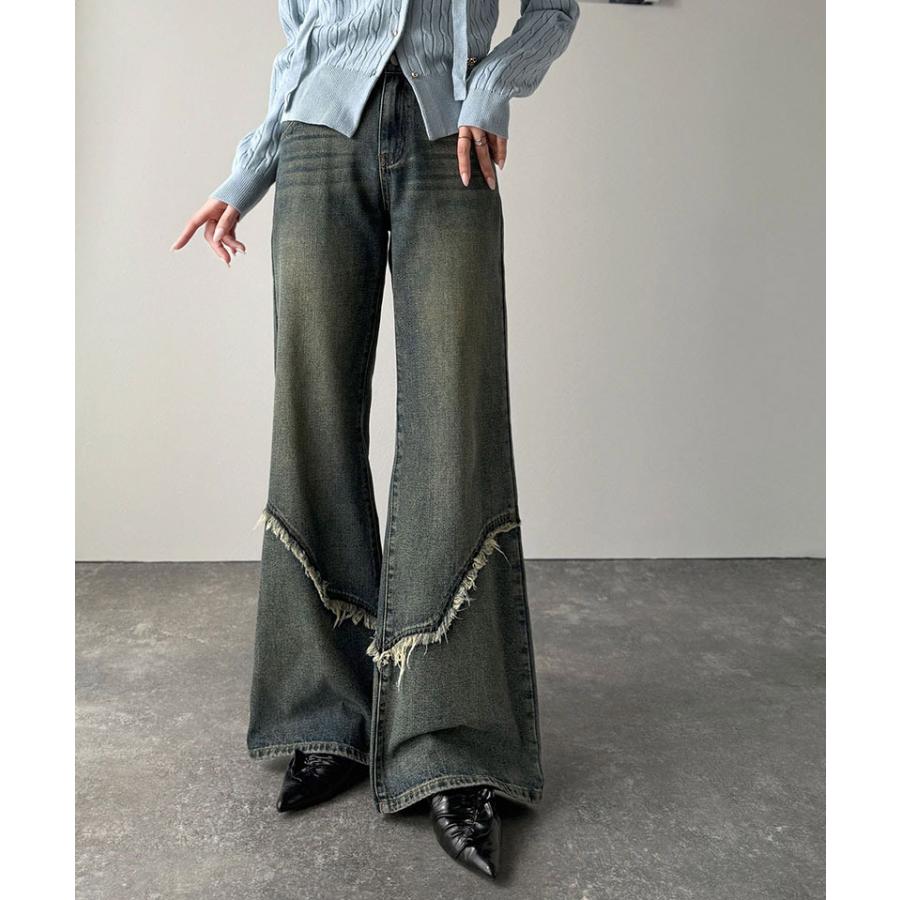 【mily bilet】ボトムス パンツ レディース デニムパンツ ヴィンテージ ダメージ レアジーンズ フリンジ ウエスタンライク 脚長効果 着回し力抜群 | classicalelf | 15