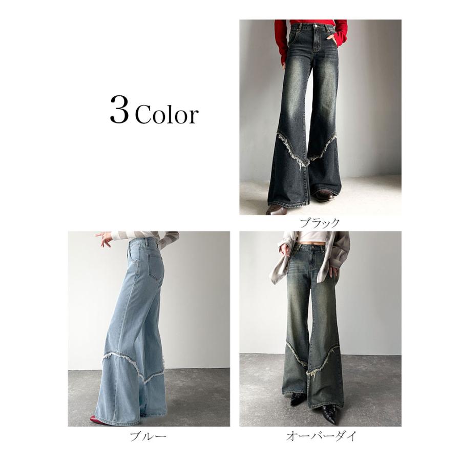 【mily bilet】ボトムス パンツ レディース デニムパンツ ヴィンテージ ダメージ レアジーンズ フリンジ ウエスタンライク 脚長効果 着回し力抜群 | classicalelf | 01