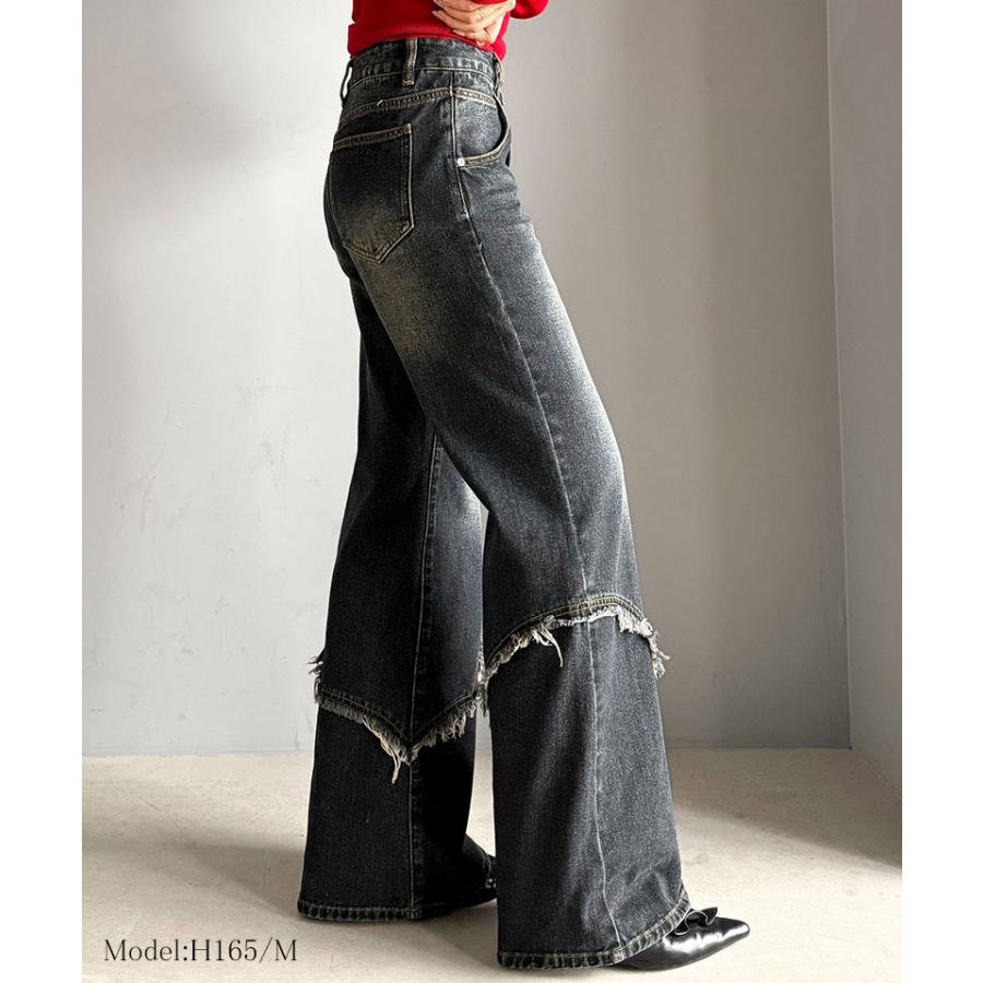 【mily bilet】ボトムス パンツ レディース デニムパンツ ヴィンテージ ダメージ レアジーンズ フリンジ ウエスタンライク 脚長効果 着回し力抜群 | classicalelf | 02