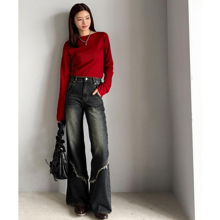 【mily bilet】ボトムス パンツ レディース デニムパンツ ヴィンテージ ダメージ レアジーンズ フリンジ ウエスタンライク 脚長効果 着回し力抜群 | classicalelf | 03