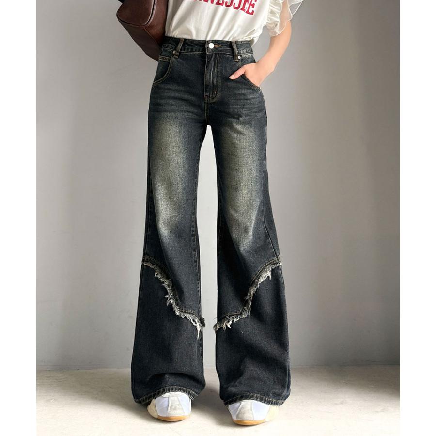 【mily bilet】ボトムス パンツ レディース デニムパンツ ヴィンテージ ダメージ レアジーンズ フリンジ ウエスタンライク 脚長効果 着回し力抜群 | classicalelf | 05