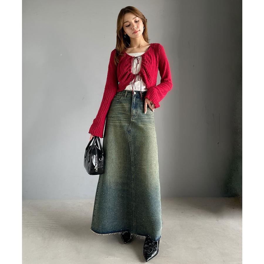 【mily bilet】ボトムス スカート レディース フレアスカート Aライン ビジューストーン付き きらめき 華やか シンプル ロングシーズン | classicalelf | 15