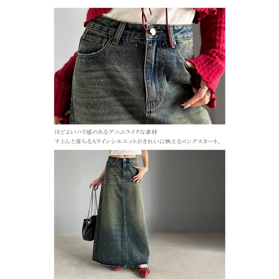【mily bilet】ボトムス スカート レディース フレアスカート Aライン ビジューストーン付き きらめき 華やか シンプル ロングシーズン | classicalelf | 16